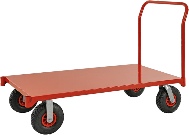 Rød platformsvogn med luftgummihjul