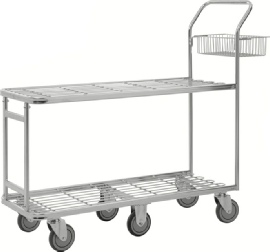 Ekstra kraftig butiksvogn. Med 6 hjul, 