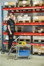 Butiksvogn med stige. I funktion