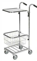 Mini butiksvogn med hylde og kurv
