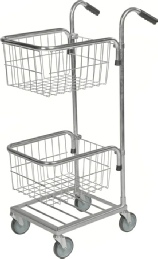 Mini butiksvogn med 2 kurvehylder. 