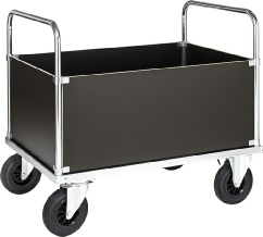 Platformsvogn med 4 sider. Elforzinket stel. 4 høje laminatsider