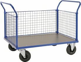 Lagervogn til 500 kg. Med 3 gittersider 