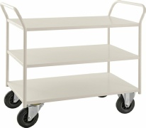 Stålrulleborde med 3 hylder. Hvid. Til 400 kg belastning