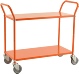 Rullebord 2 hylder i stål.Orange stel og orange hylder